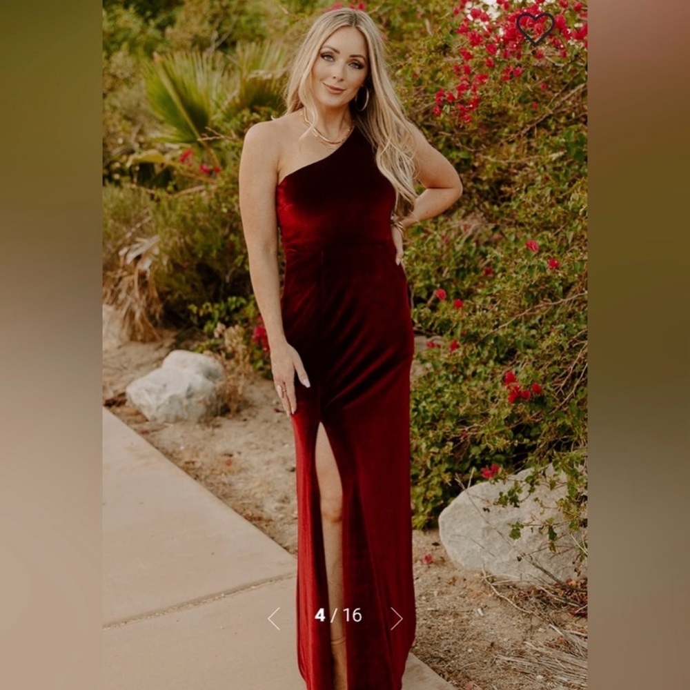 Baltic Born Tatiana Velvet One-Shoulder Maxi Dress Merlot Size S - Picture 3 of 14